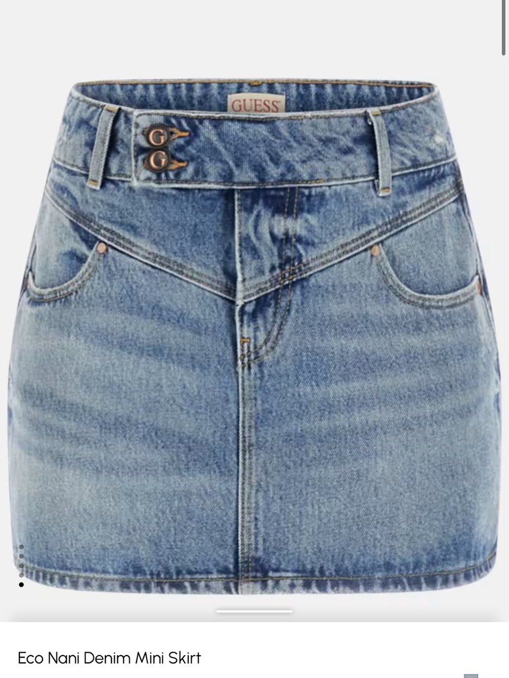 GUESS Light Blue Denim Mini Skirt with V-Seam Detail